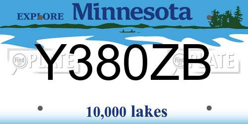 Y380ZB Minnesota License Plate