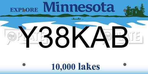 Y38KAB Minnesota License Plate