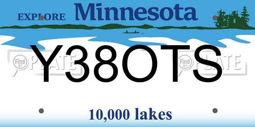 Y38OTS Minnesota License Plate