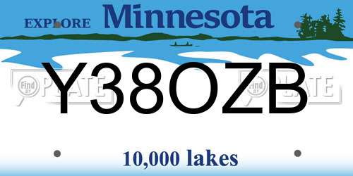 Y38OZB Minnesota License Plate