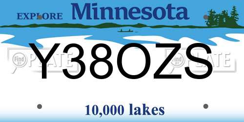 Y38OZS Minnesota License Plate