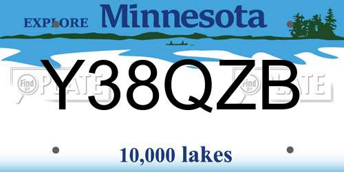 Y38QZB Minnesota License Plate