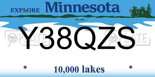Y38QZS Minnesota License Plate