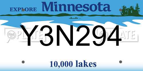Y3N294 Minnesota License Plate