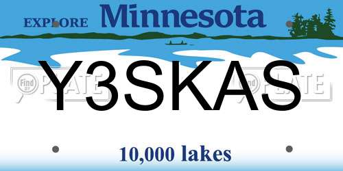 Y3SKAS Minnesota License Plate