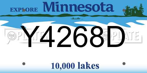 Y4268D Minnesota License Plate