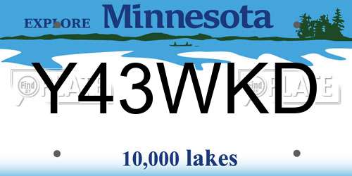 Y43WKD Minnesota License Plate