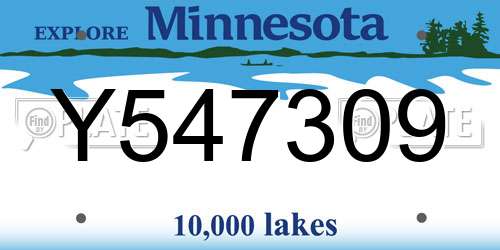 Y547309 Minnesota License Plate