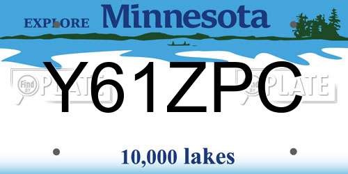 Y61ZPC Minnesota License Plate