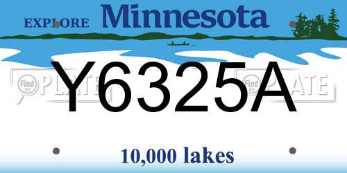 Y6325A Minnesota License Plate