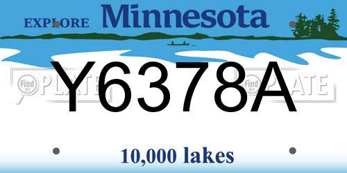 Y6378A Minnesota License Plate