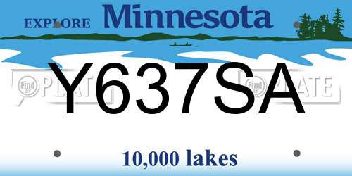Y637SA Minnesota License Plate