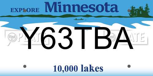 Y63TBA Minnesota License Plate