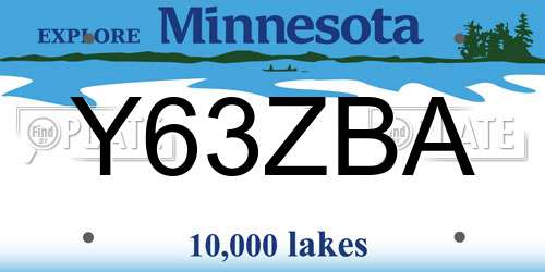 Y63ZBA Minnesota License Plate