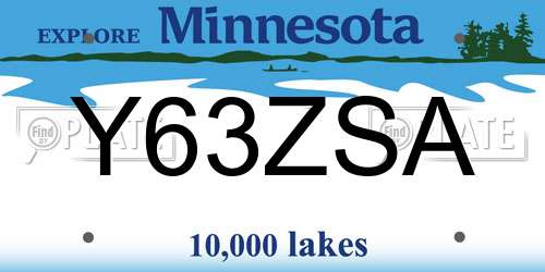 Y63ZSA Minnesota License Plate