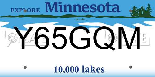 Y65GQM Minnesota License Plate