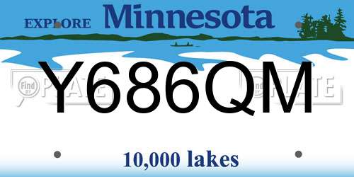 Y686QM Minnesota License Plate
