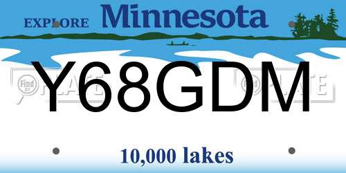 Y68GDM Minnesota License Plate
