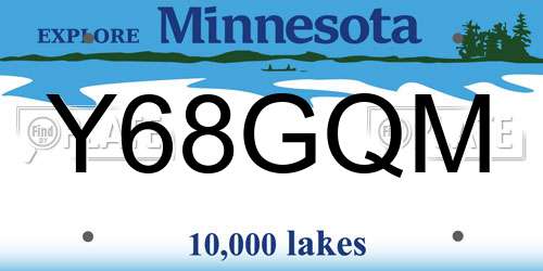 Y68GQM Minnesota License Plate