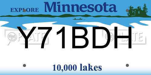 Y71BDH Minnesota License Plate