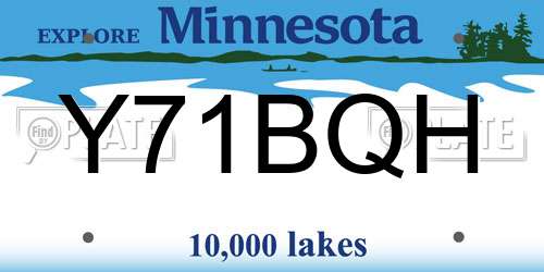 Y71BQH Minnesota License Plate