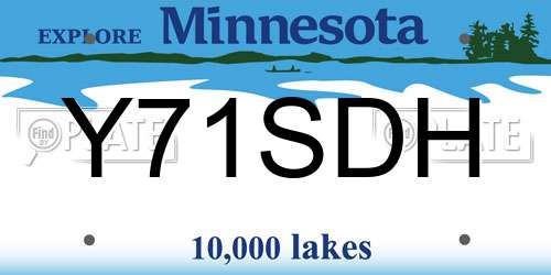 Y71SDH Minnesota License Plate