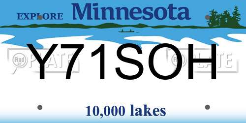 Y71SOH Minnesota License Plate