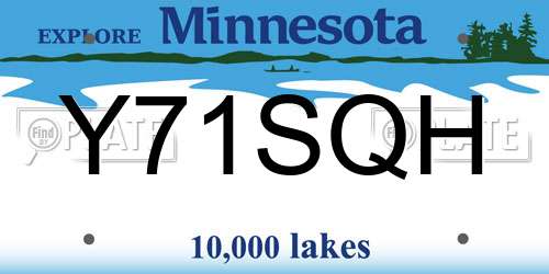 Y71SQH Minnesota License Plate