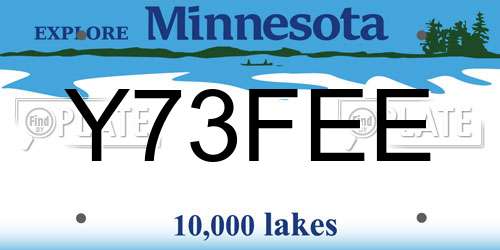 Y73FEE Minnesota License Plate