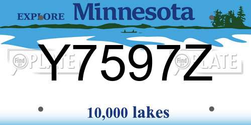 Y7597Z Minnesota License Plate