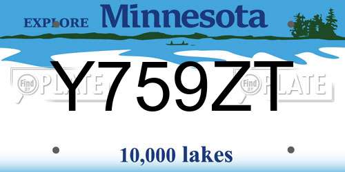 Y759ZT Minnesota License Plate