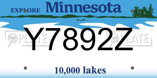 Y7892Z Minnesota License Plate