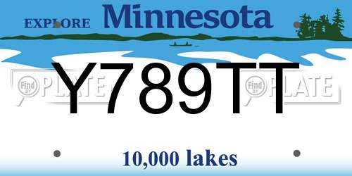 Y789TT Minnesota License Plate