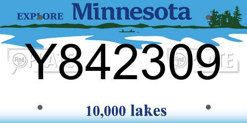 Y842309 Minnesota License Plate