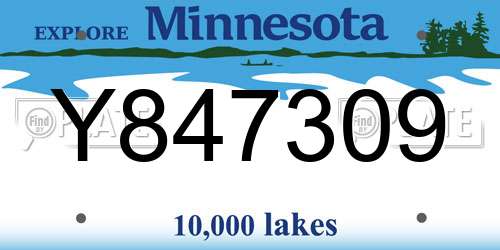 Y847309 Minnesota License Plate