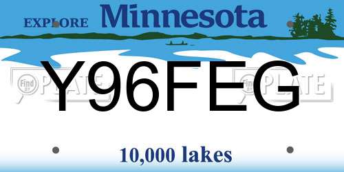 Y96FEG Minnesota License Plate