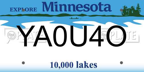 YA0U4O Minnesota License Plate