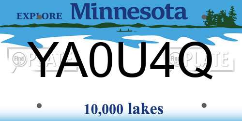 YA0U4Q Minnesota License Plate