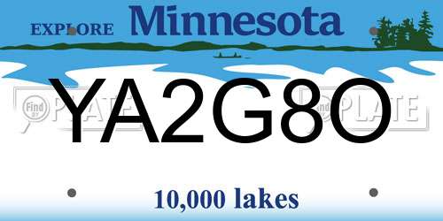 YA2G8O Minnesota License Plate
