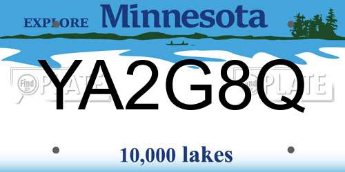 YA2G8Q Minnesota License Plate