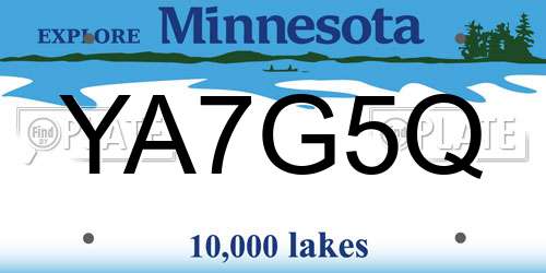 YA7G5Q Minnesota License Plate