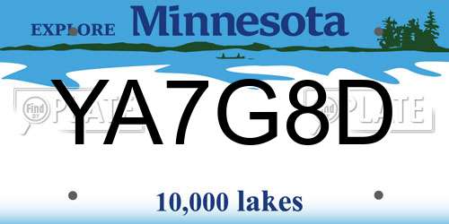 YA7G8D Minnesota License Plate