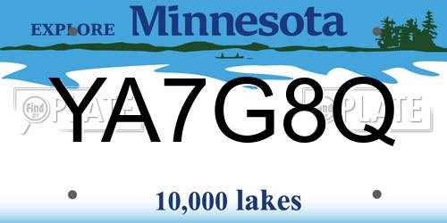 YA7G8Q Minnesota License Plate