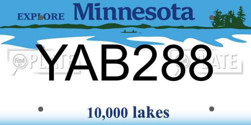 YAB288 Minnesota License Plate