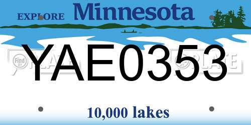 YAE0353 Minnesota License Plate