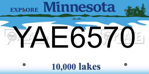 YAE6570 Minnesota License Plate