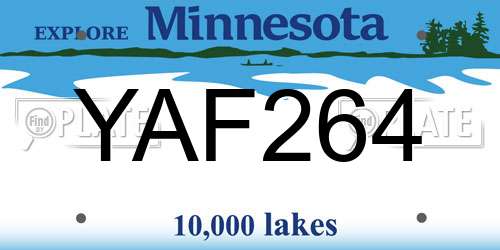 YAF264 Minnesota License Plate