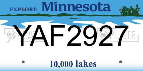 YAF2927 Minnesota License Plate