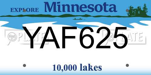 YAF625 Minnesota License Plate