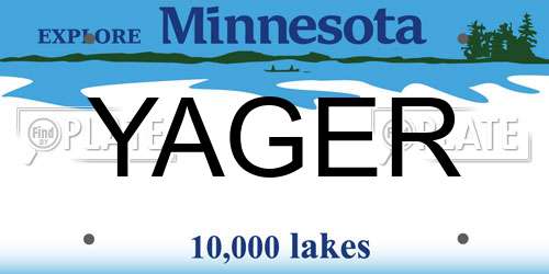 YAGER Minnesota License Plate
